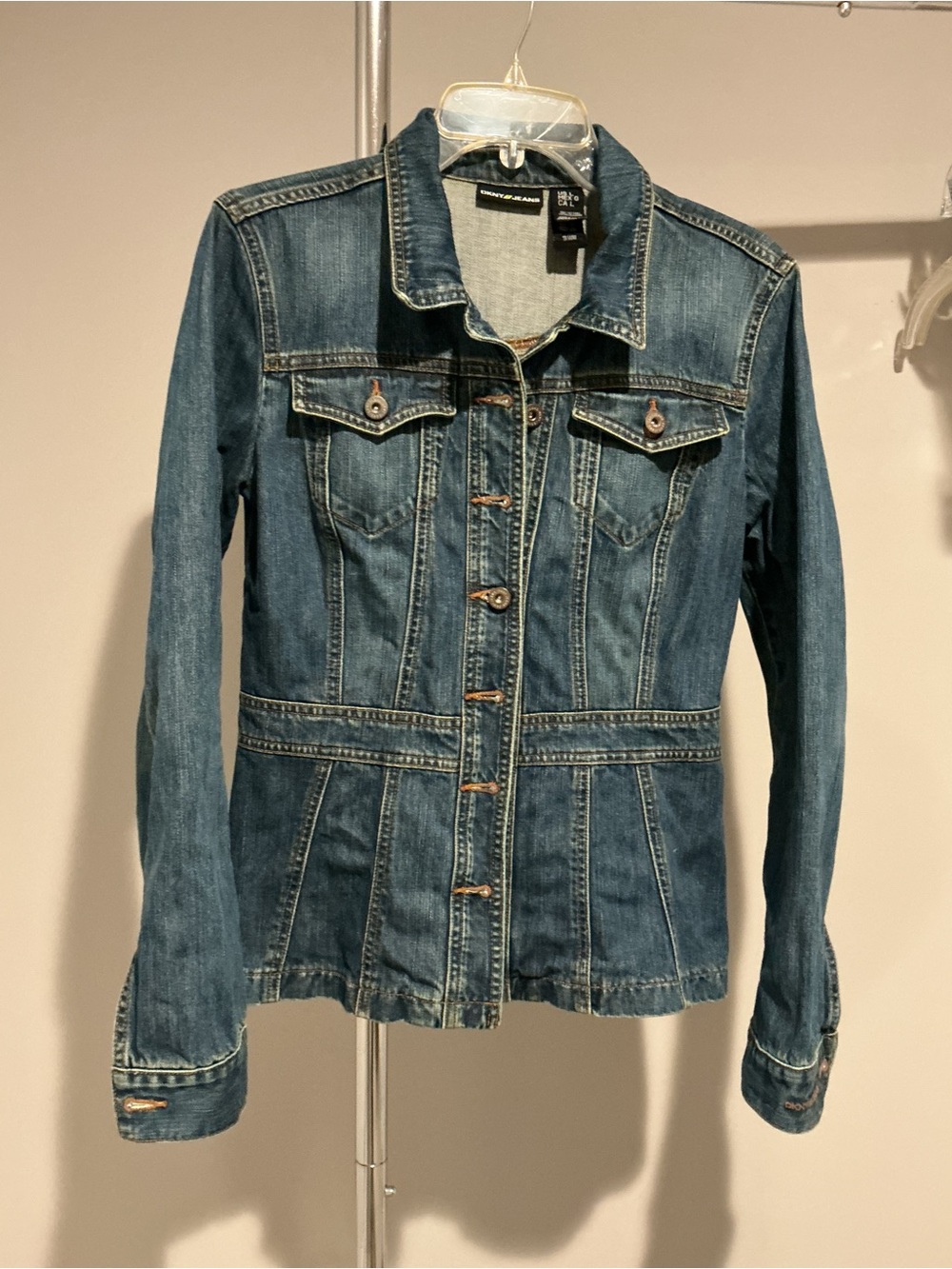 Vintage Denim Button-Front Jacket - Blue